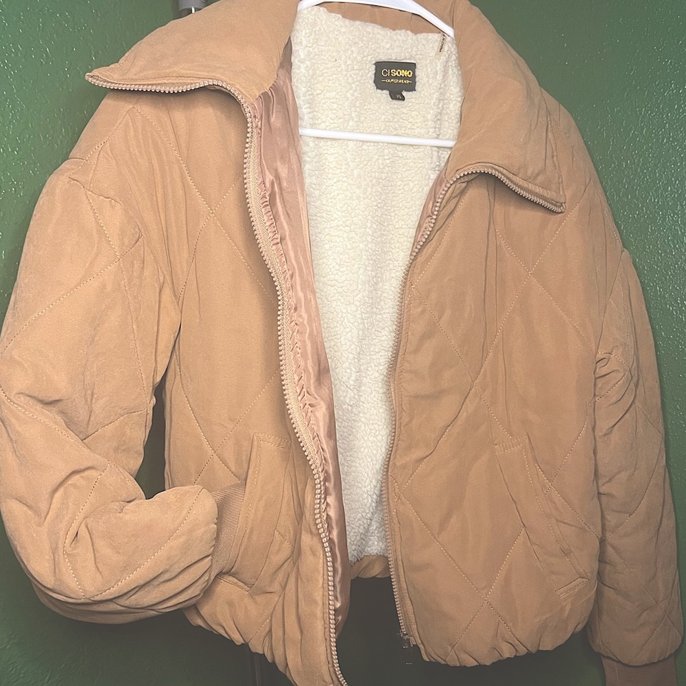 CI SONO brand, brown bomber jacket, size Medium. Super soft and cozy!